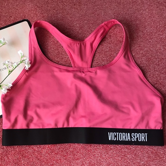 Victoria’s Secret The Player Racerback Sports Bra Tropical Pink Small NEW - Picture 2 of 4